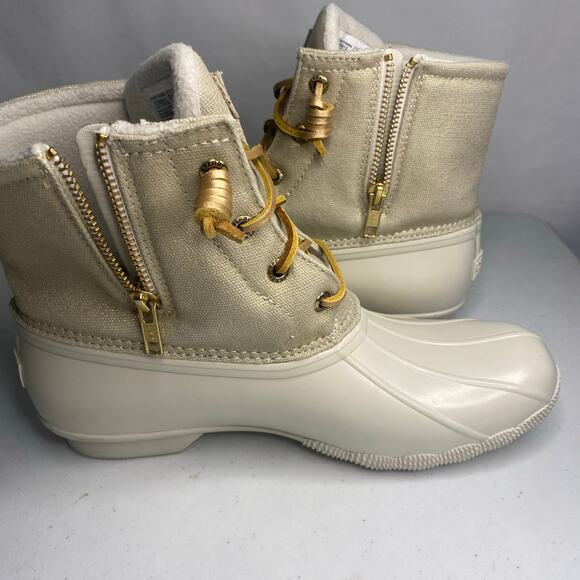 Sperry Womens Top Sider Saltwater Sparkle Duck Boots Waterproof White Cream 8 - Picture 10 of 15